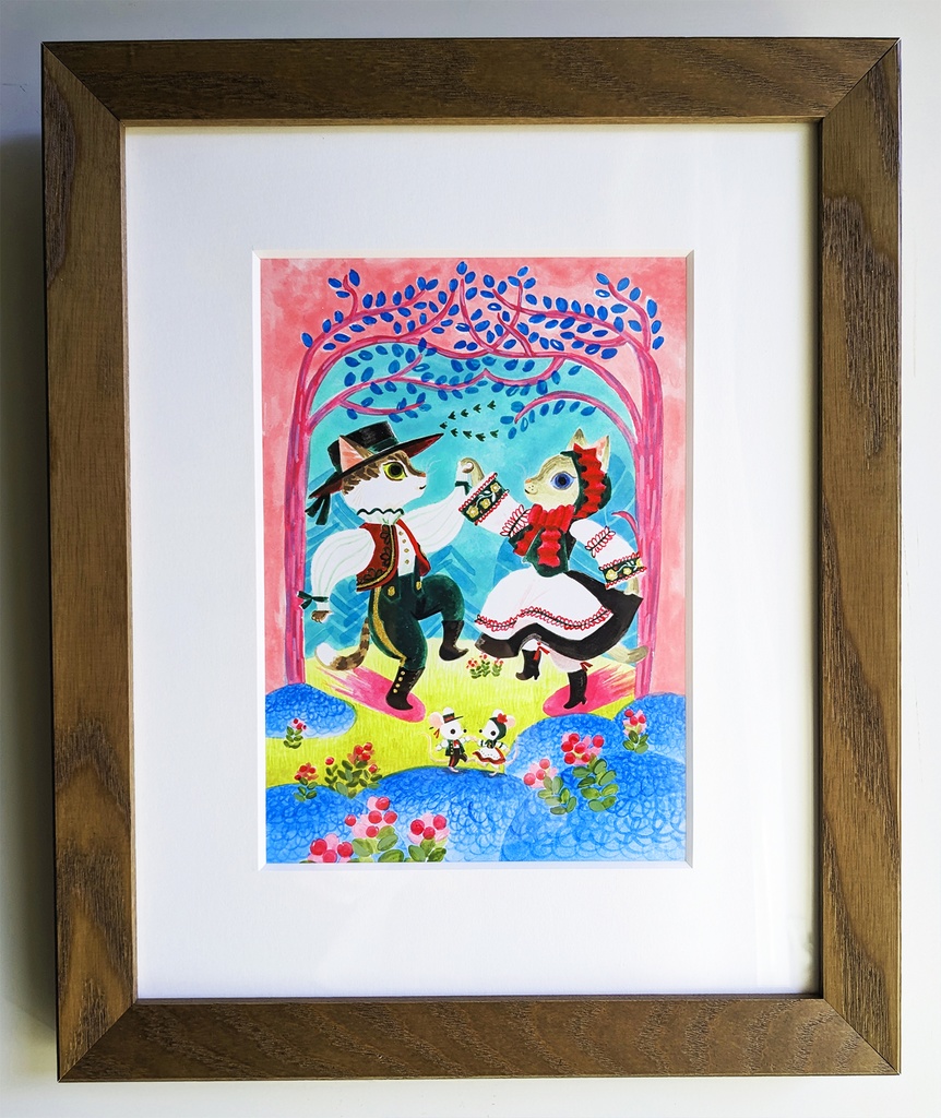 「Dance」2022年制作 1点もの原画・額装込み ケント紙、アクリル絵具