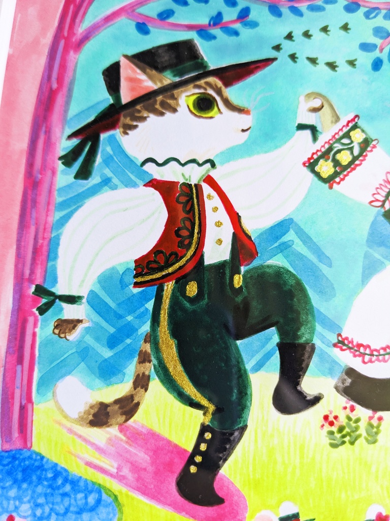 「Dance」2022年制作 1点もの原画・額装込み ケント紙、アクリル絵具