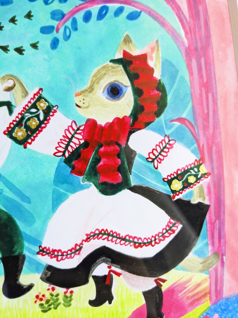 「Dance」2022年制作 1点もの原画・額装込み ケント紙、アクリル絵具