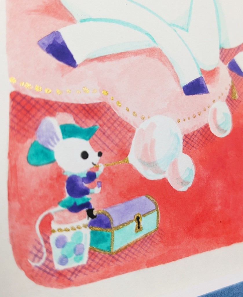 「一角獣の貴婦人」2022年制作 1点もの原画・額装込み ケント紙、アクリル絵具