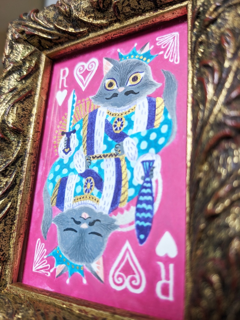 「King」2022年制作 1点もの原画・額装込み ケント紙、アクリル絵具