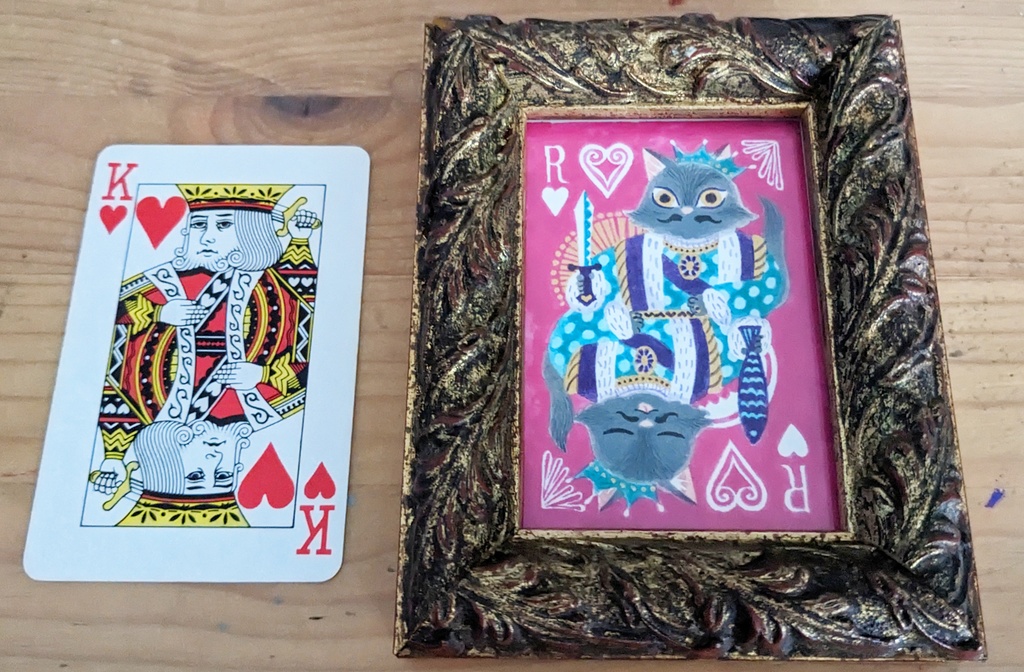 「King」2022年制作 1点もの原画・額装込み ケント紙、アクリル絵具