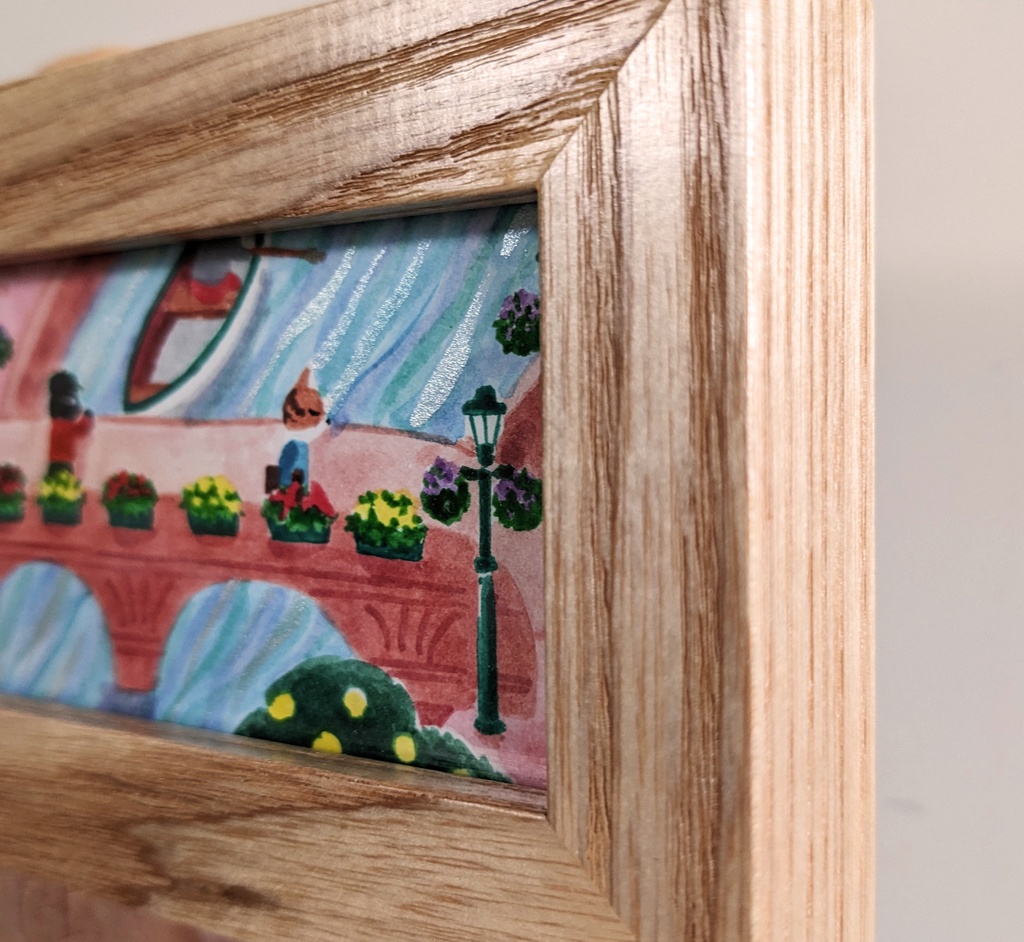 「TownⅡ」2022年制作 1点もの原画・額装込み ケント紙、アクリル絵具