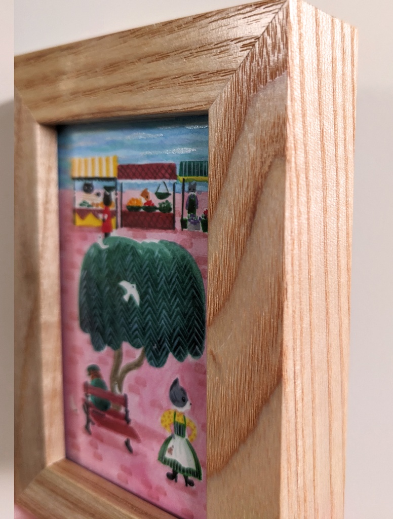 「TownⅤ」2022年制作 1点もの原画・額装込み ケント紙、アクリル絵具