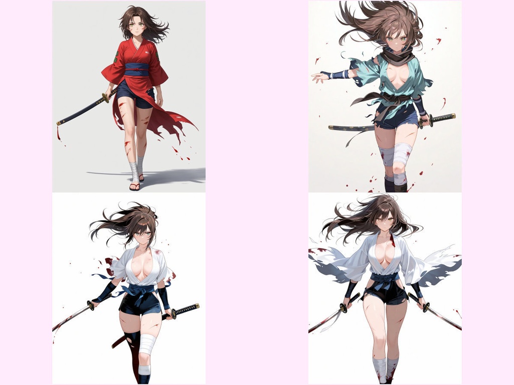 動きのある戦国女性武将【立ち絵素材】無料版+有料版