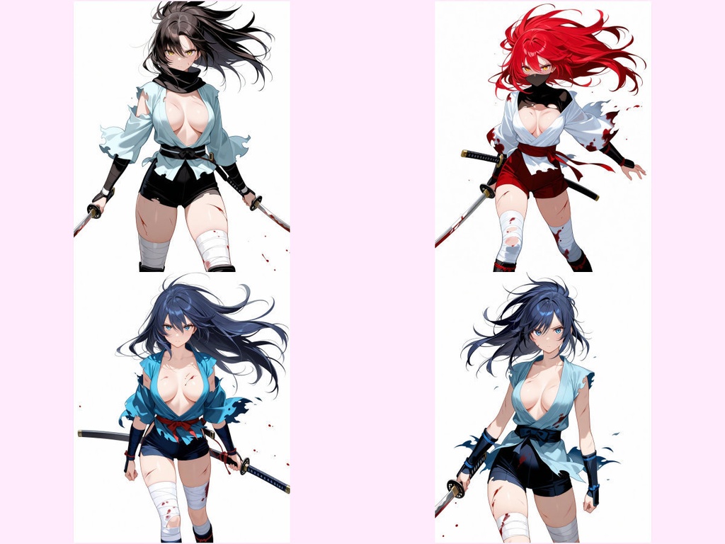 動きのある戦国女性武将【立ち絵素材】無料版+有料版