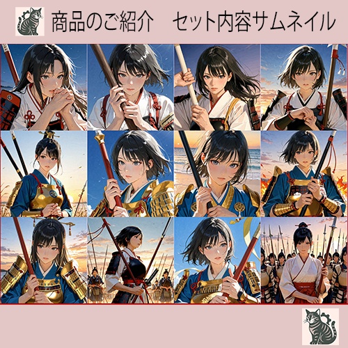 戦国女性武将「無料配布」+12体素材集「汗 編」立ち絵素材みけぬこ