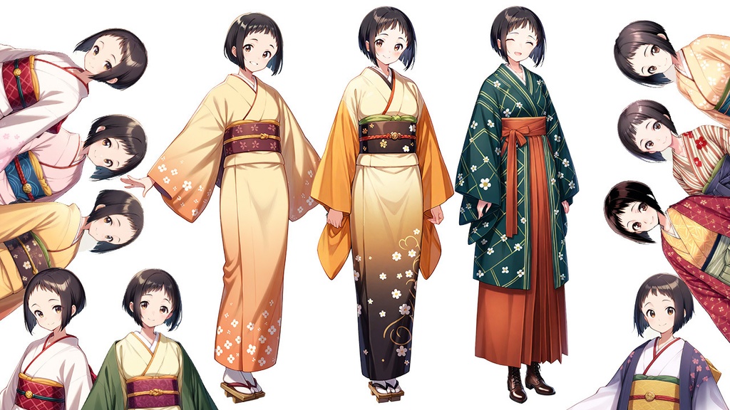 表情豊かな着物美少女立ち絵シリーズ｜差分・PSD付き【無料版有】