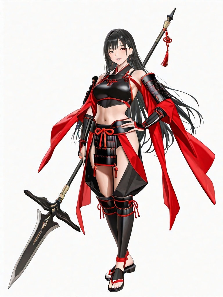 戦国女性武将・槍装備立ち絵セット|軽装鎧&全身ショット素材集【無料有】