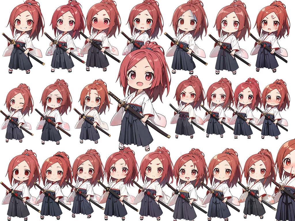 【無料配布あり】立ち絵キャラ素材「ちび女性侍 20体セット」
