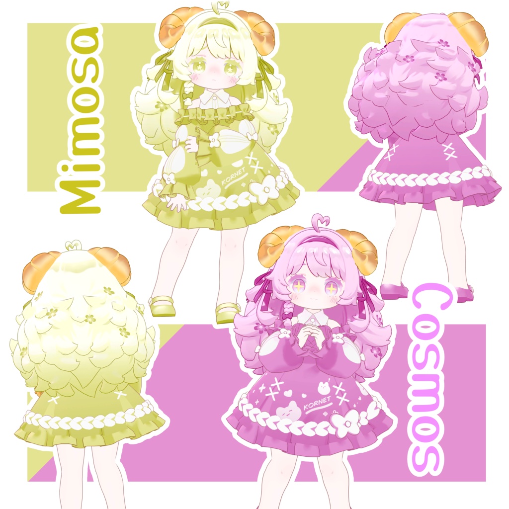 【コロネちゃん専用】hair&make+eye+cloth texture 4color set【髪,メイク,アイテクスチャセット,無料あり】