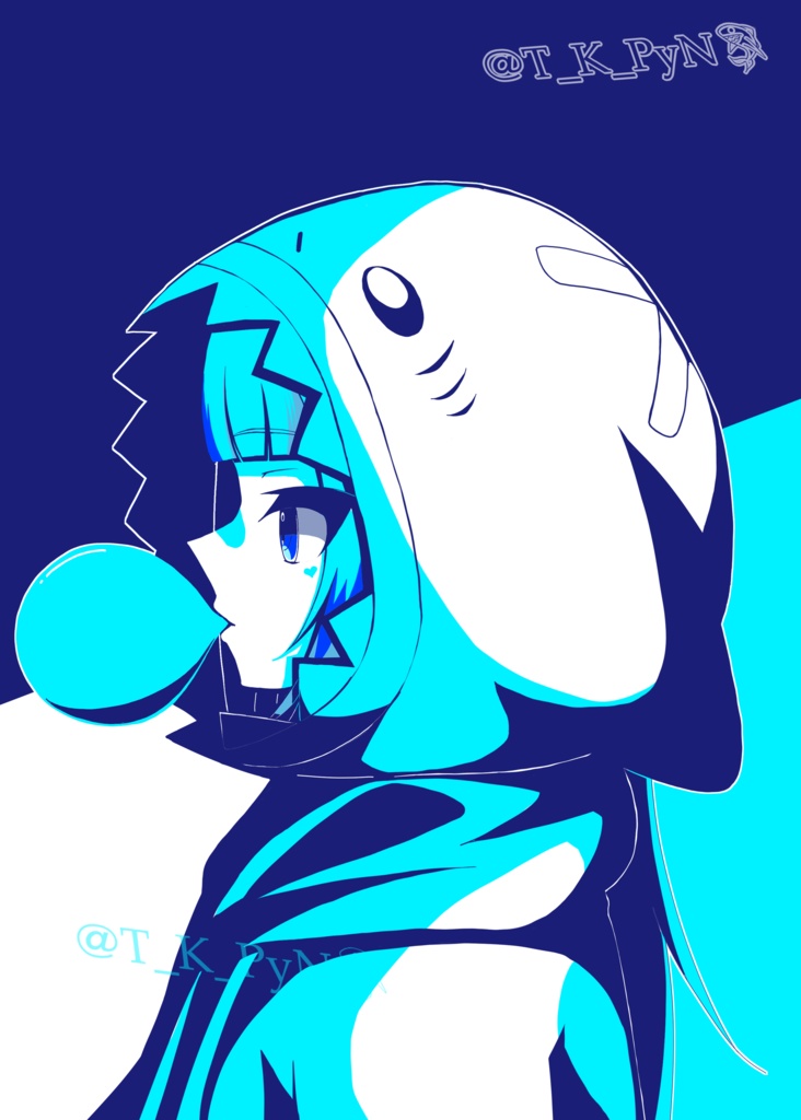 Gura-chan full graphic T-shirt💙(XL-size)