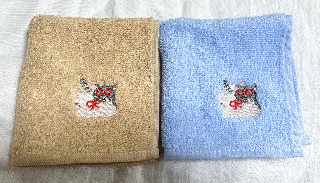 概念ネコチャン刺繍タオルハンカチ