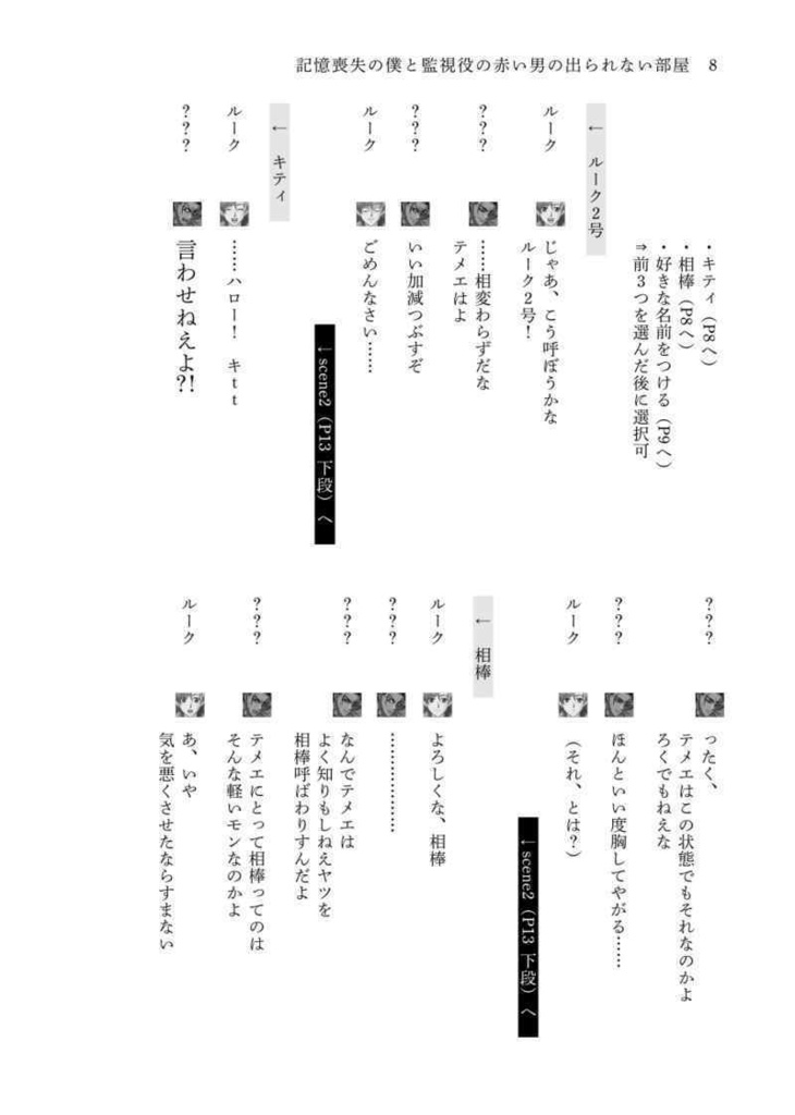 バディミ同人ゲーム「mission:01 記憶喪失の僕と監視役の赤い男の出られない部屋」シナリオ本