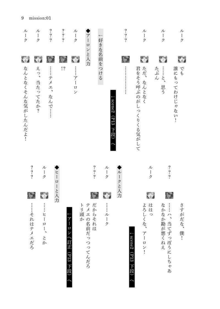 バディミ同人ゲーム「mission:01 記憶喪失の僕と監視役の赤い男の出られない部屋」シナリオ本