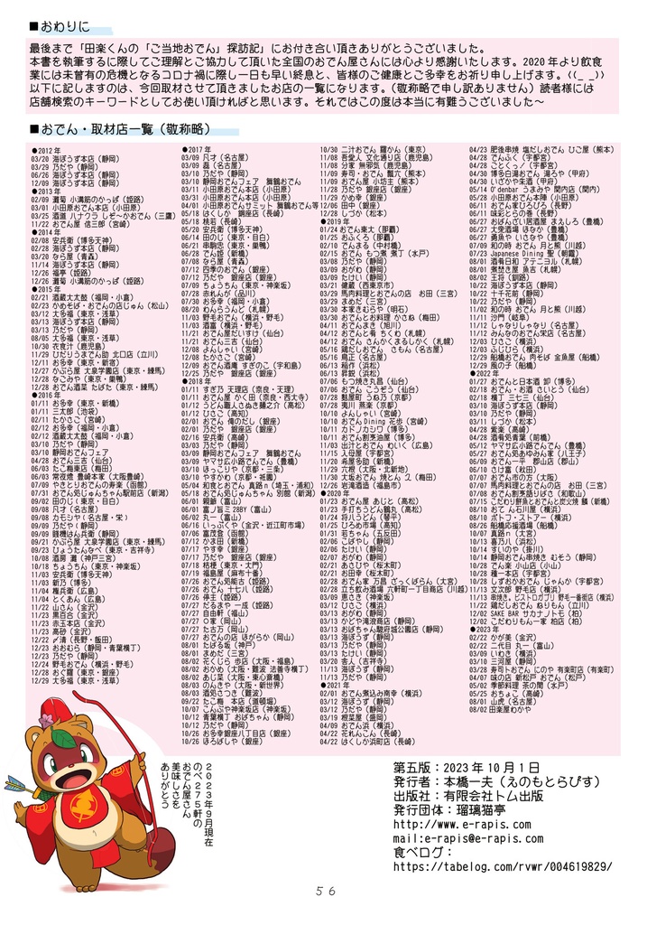 田楽くんの「ご当地おでん探訪記」~全国版・2023秋季ー2024冬季~