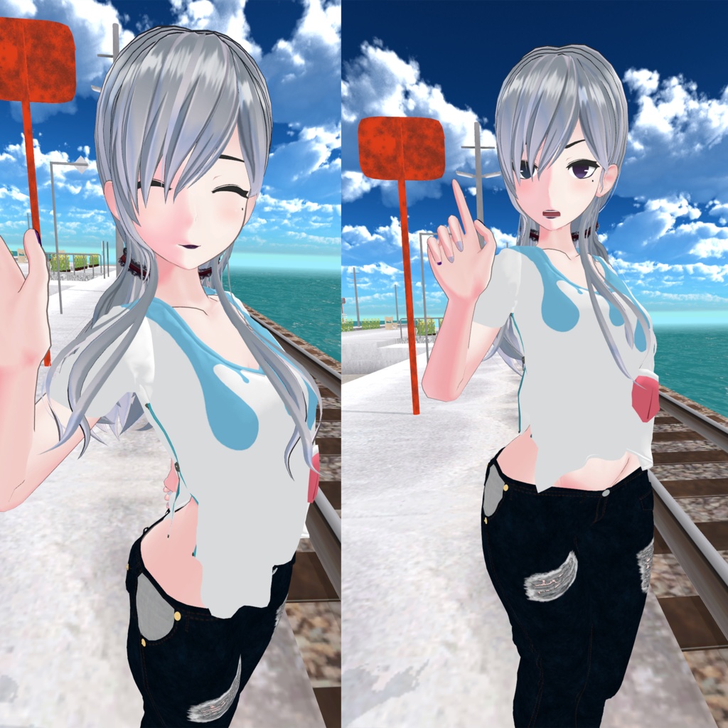 ダメージジーンズ with Tシャツ (Veera-Suratka ヴィーラ・スラートカ 対応)ーDamage Jeans