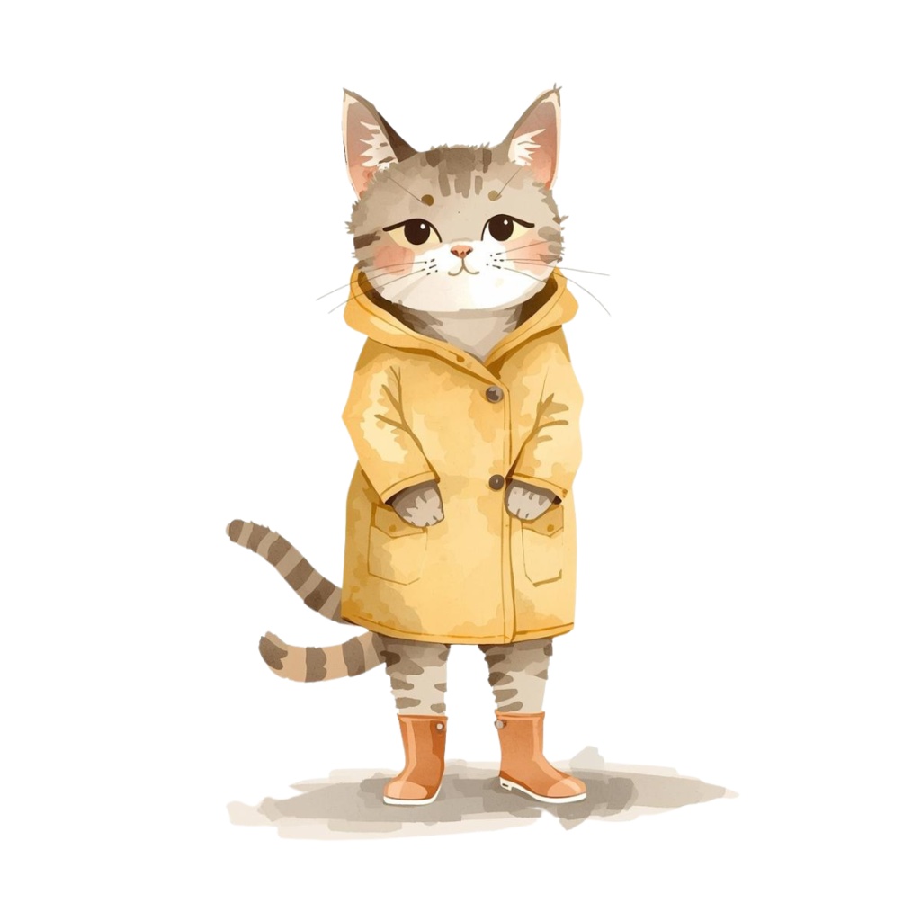 ゆるやか水彩ねこクリップアート