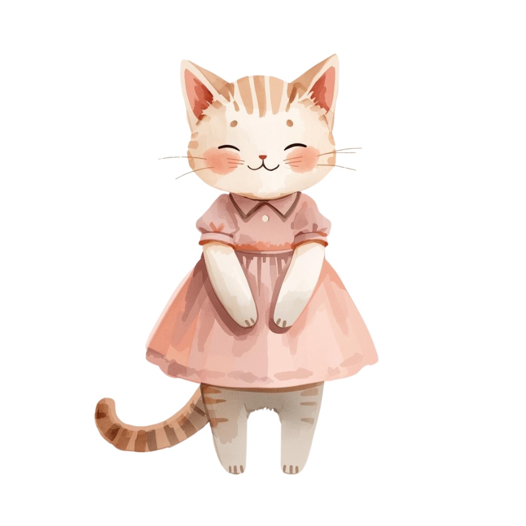 ゆるやか水彩ねこクリップアート