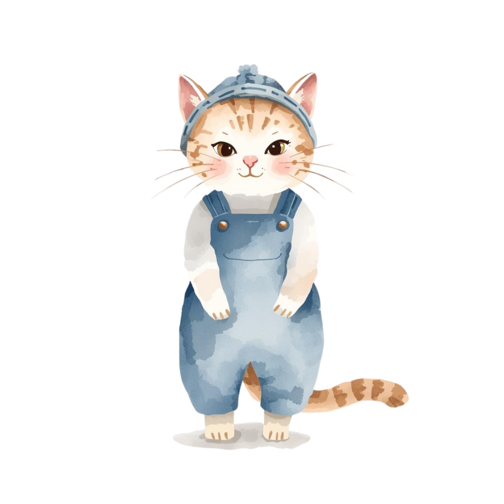 ゆるやか水彩ねこクリップアート