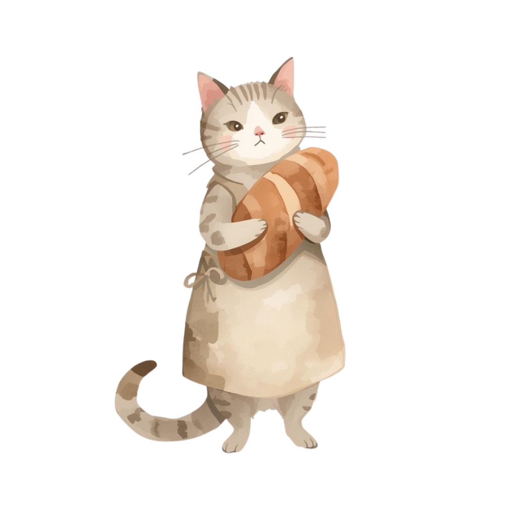 ゆるやか水彩ねこクリップアート