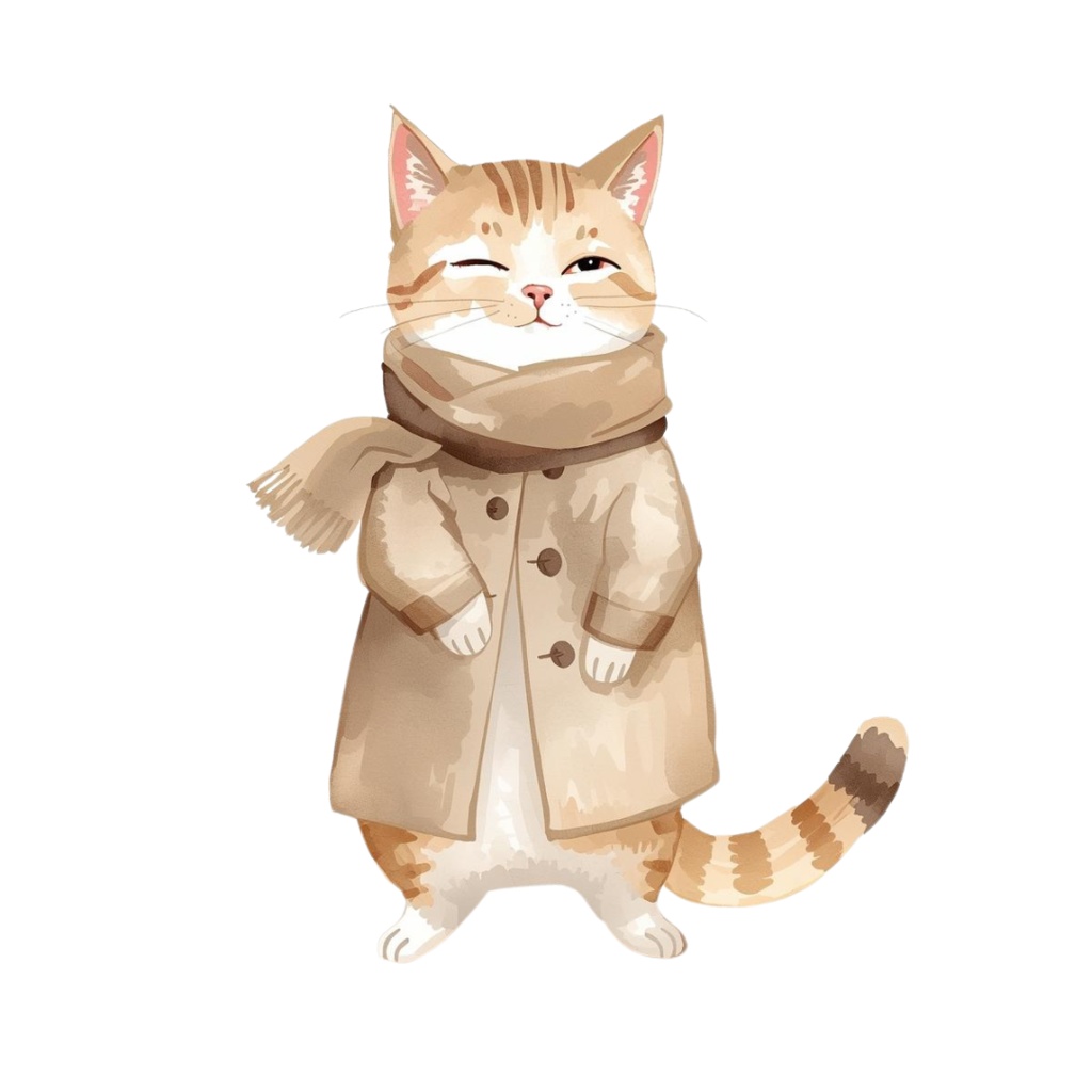 ゆるやか水彩ねこクリップアート