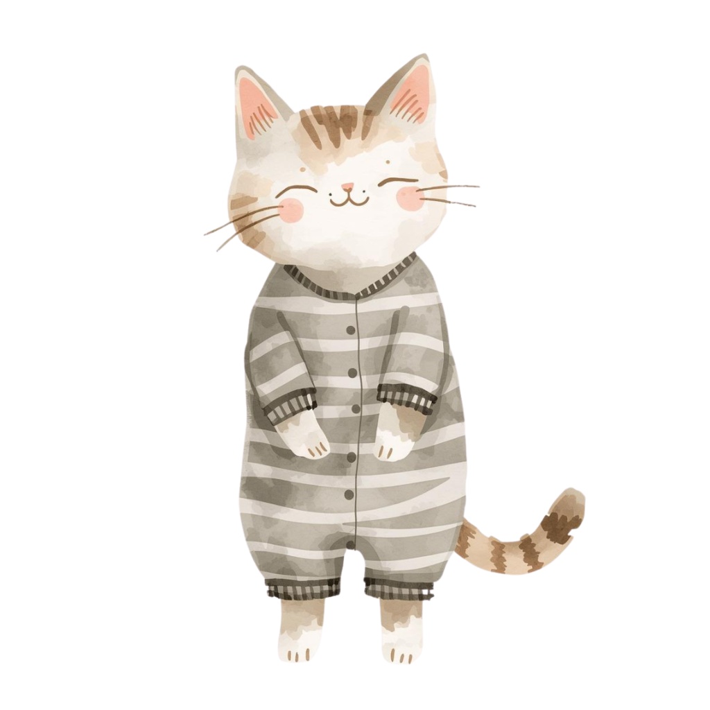 ゆるやか水彩ねこクリップアート