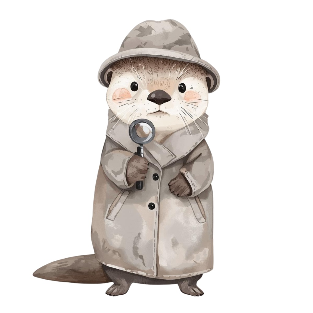 ゆるかわカワウソの水彩イラスト素材