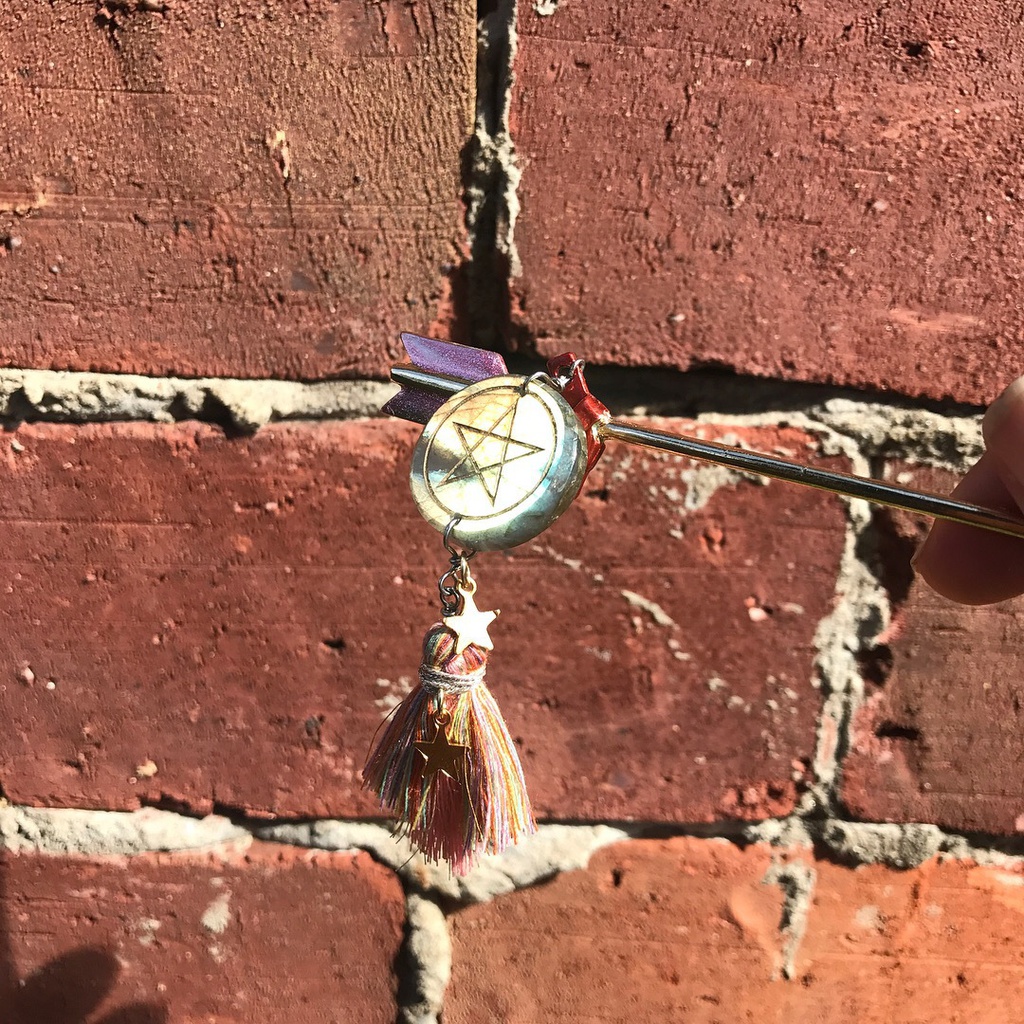 天然石 ラブラドライト 五芒星 破魔矢 かんざし