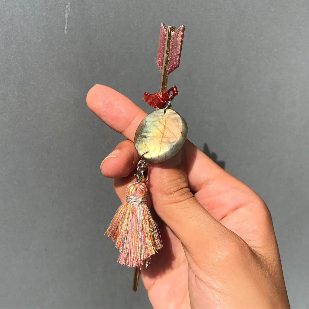 天然石 ラブラドライト 五芒星 破魔矢 かんざし