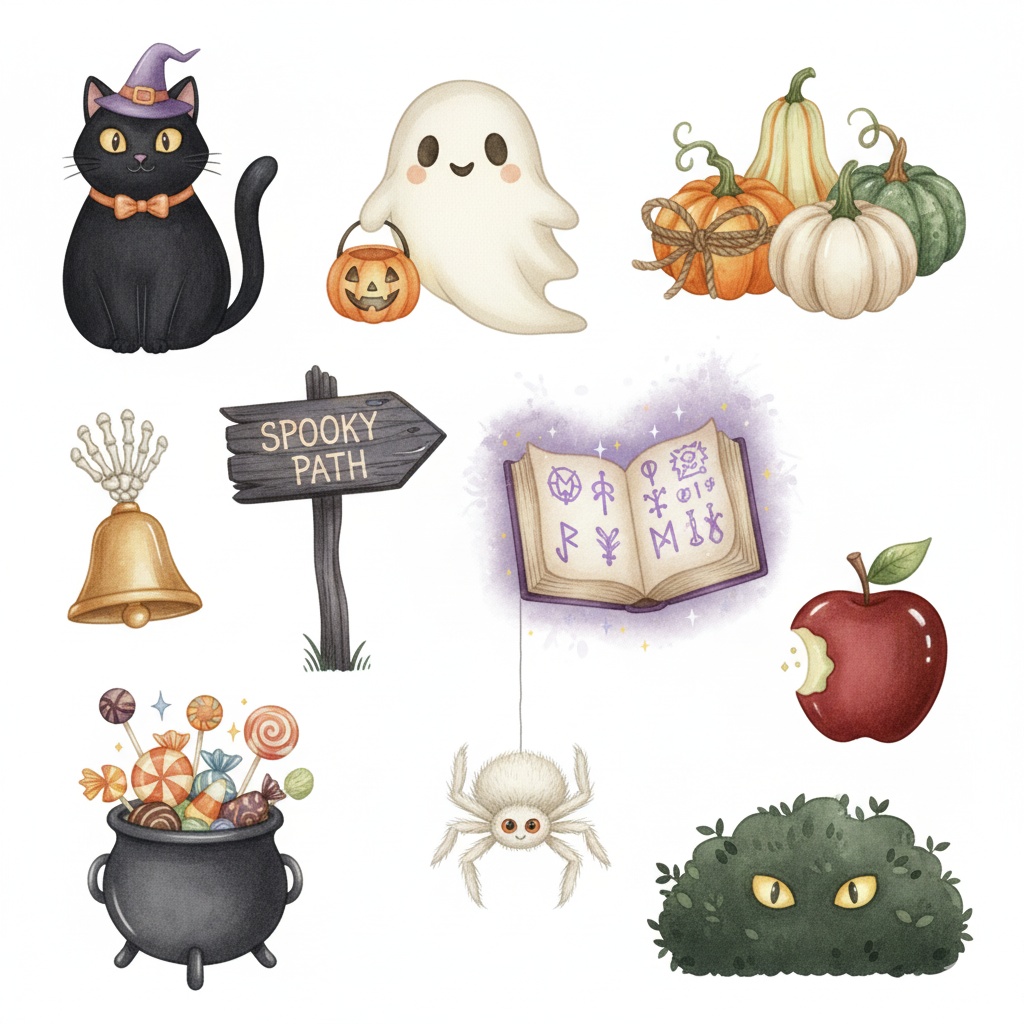 【水彩画風】ハロウィン クリップアート素材集(PNG形式)