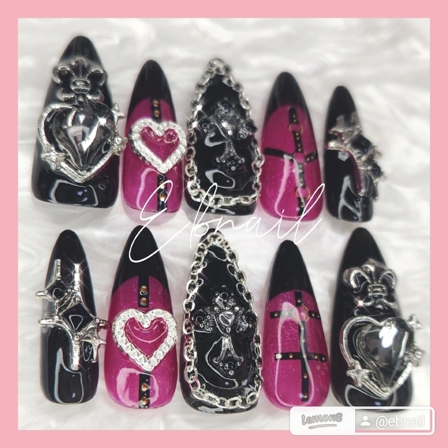 【現品】ネイルチップ 地雷系 量産型 サブカル 天使界隈 ガーリー 病みカワ
