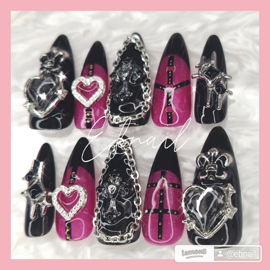 【現品】ネイルチップ 地雷系 量産型 サブカル 天使界隈 ガーリー 病みカワ