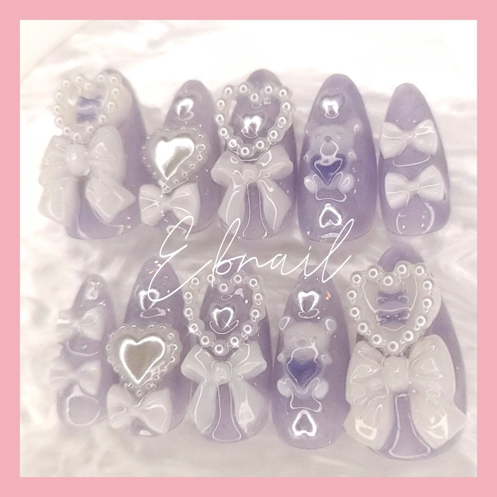 ネイルチップ 量産型 地雷系 サブカル 天使界隈 くま ハート リボン