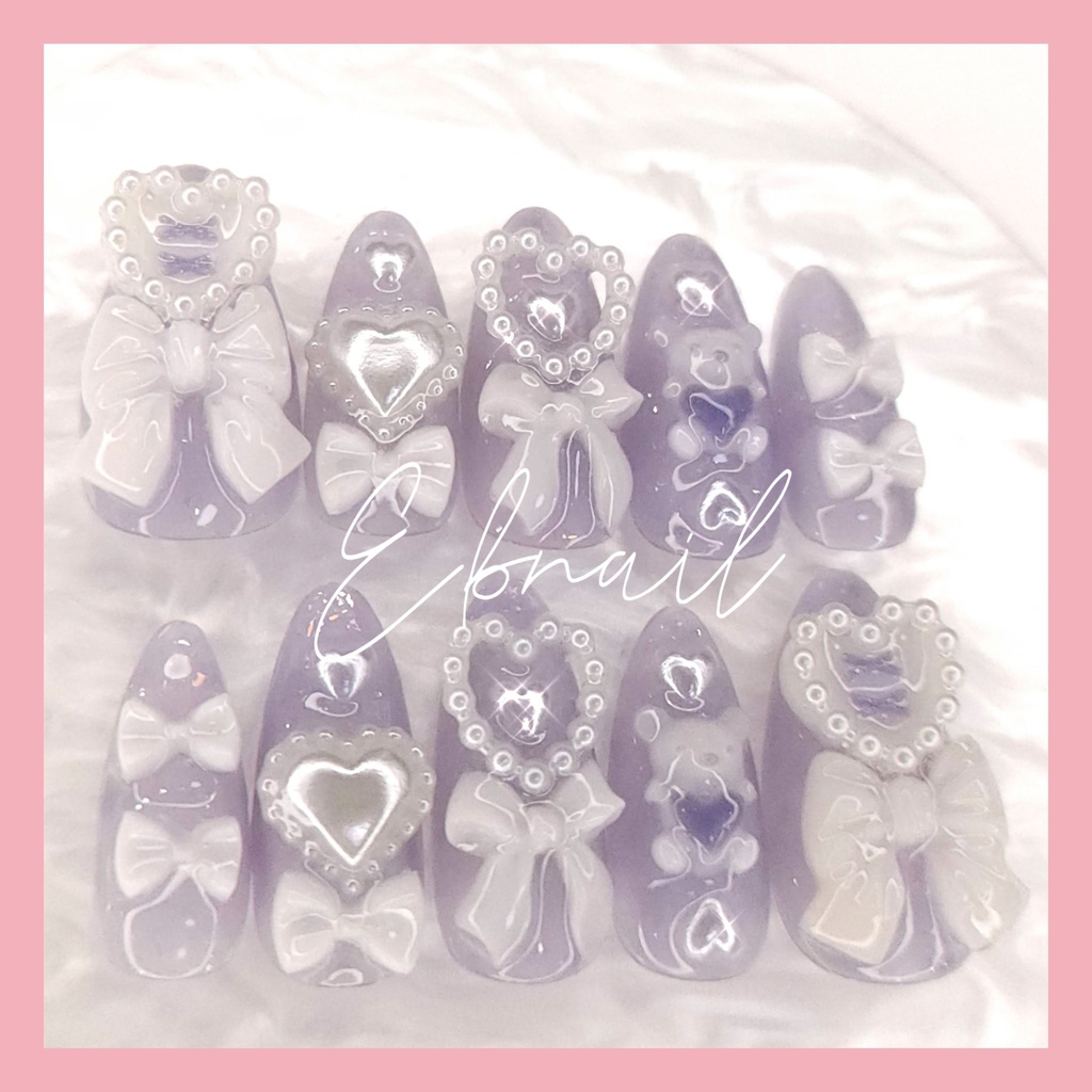 ネイルチップ 量産型 地雷系 サブカル 天使界隈 くま ハート リボン