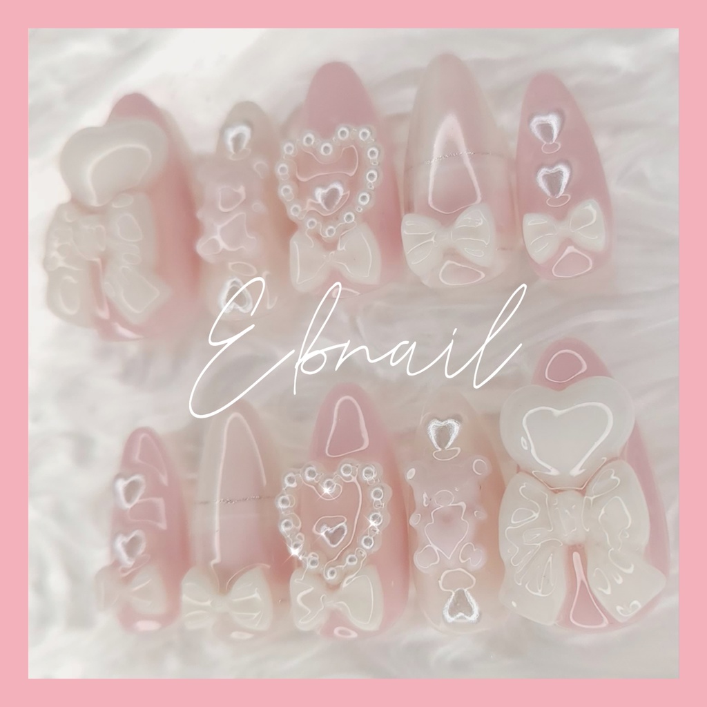 ネイルチップ 量産型 地雷系 サブカル 天使界隈 ガーリー ハート くま リボン