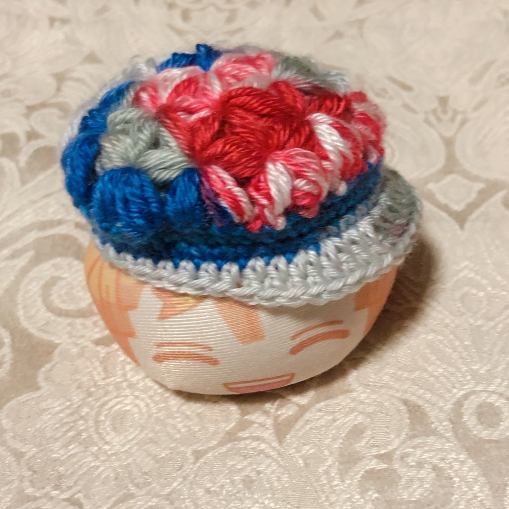お花いっぱいキャスケット風帽子(ぶるーぐれー)
