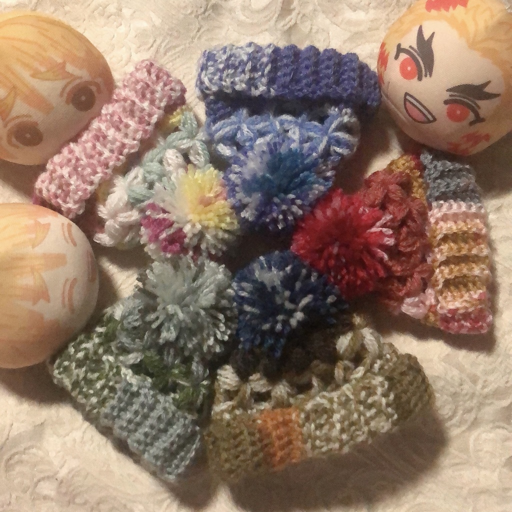 お花のぽんぽんニット帽(春夏秋冬シリーズ)