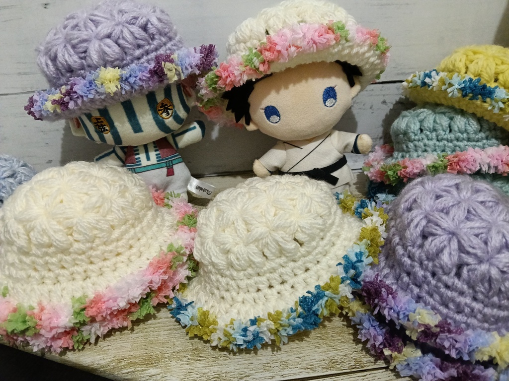 お花いっぱい帽子☆ゆらふわぬいサイズ