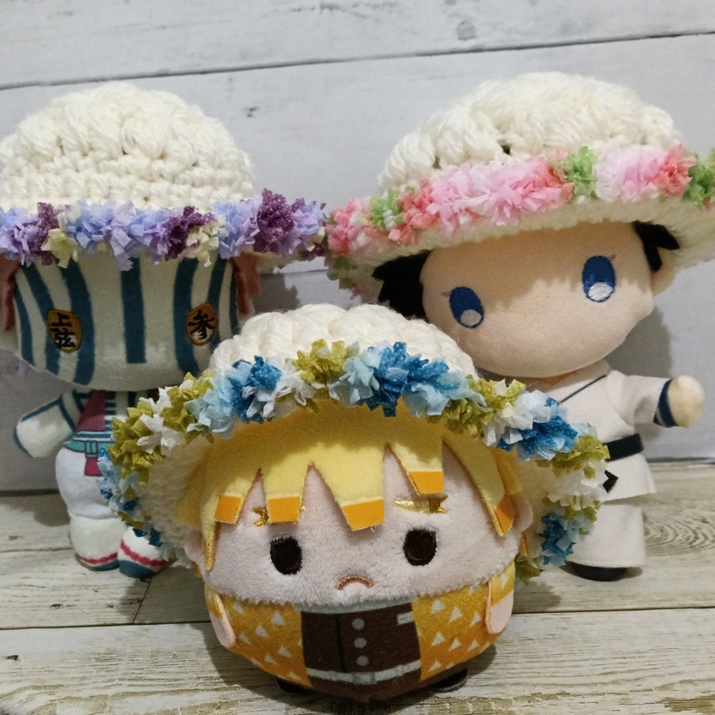 お花いっぱい帽子☆ゆらふわぬいサイズ