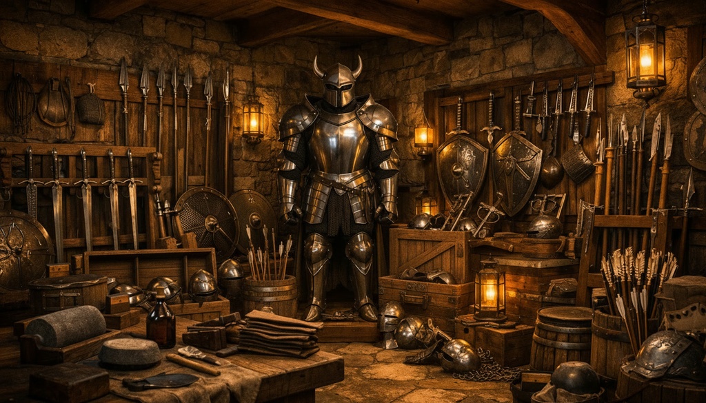 TRPG用背景素材「ファンタジーギルドの武器庫セット」