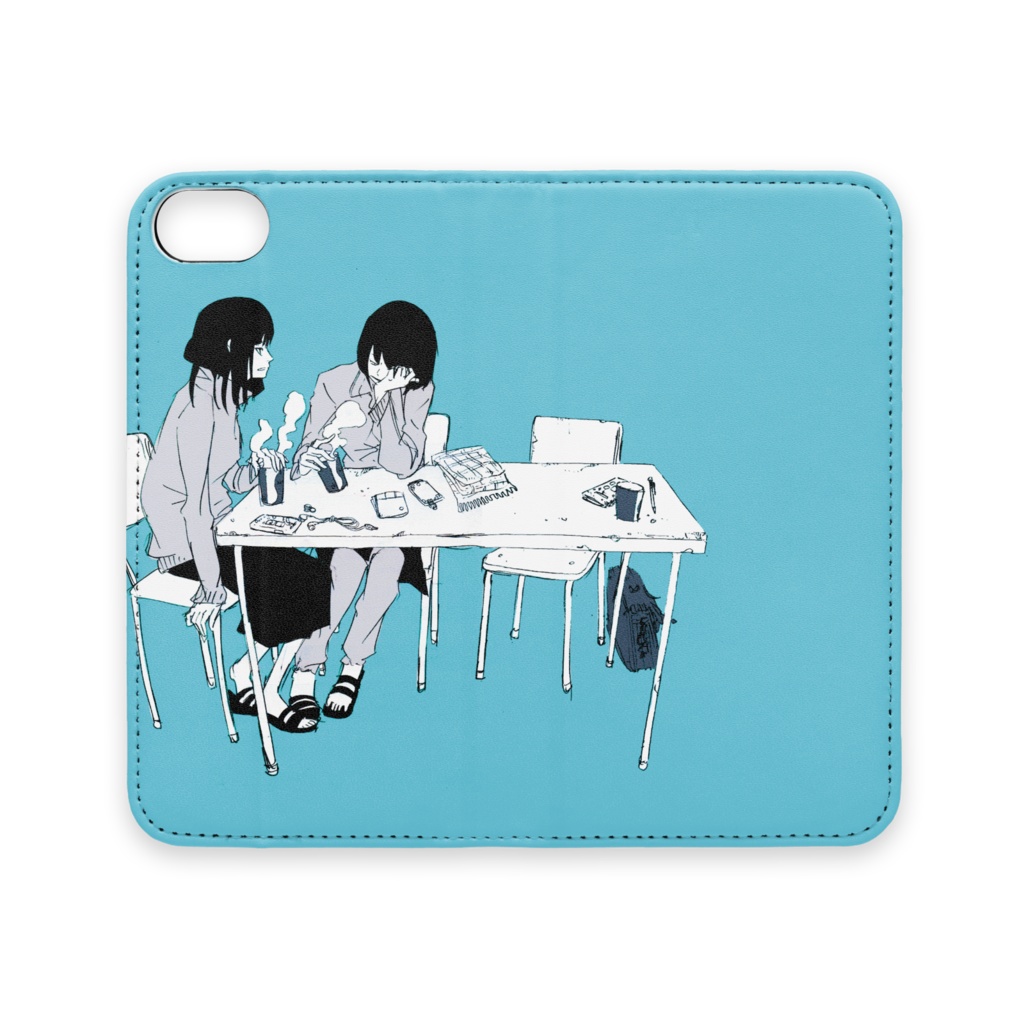 手帳型iPhoneケース(ベルトなし)「休み時間」
