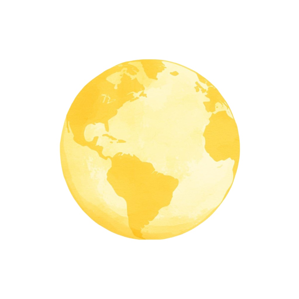 黄色い水彩旅行シリーズ クリップアートセット(PNG形式/背景透過)