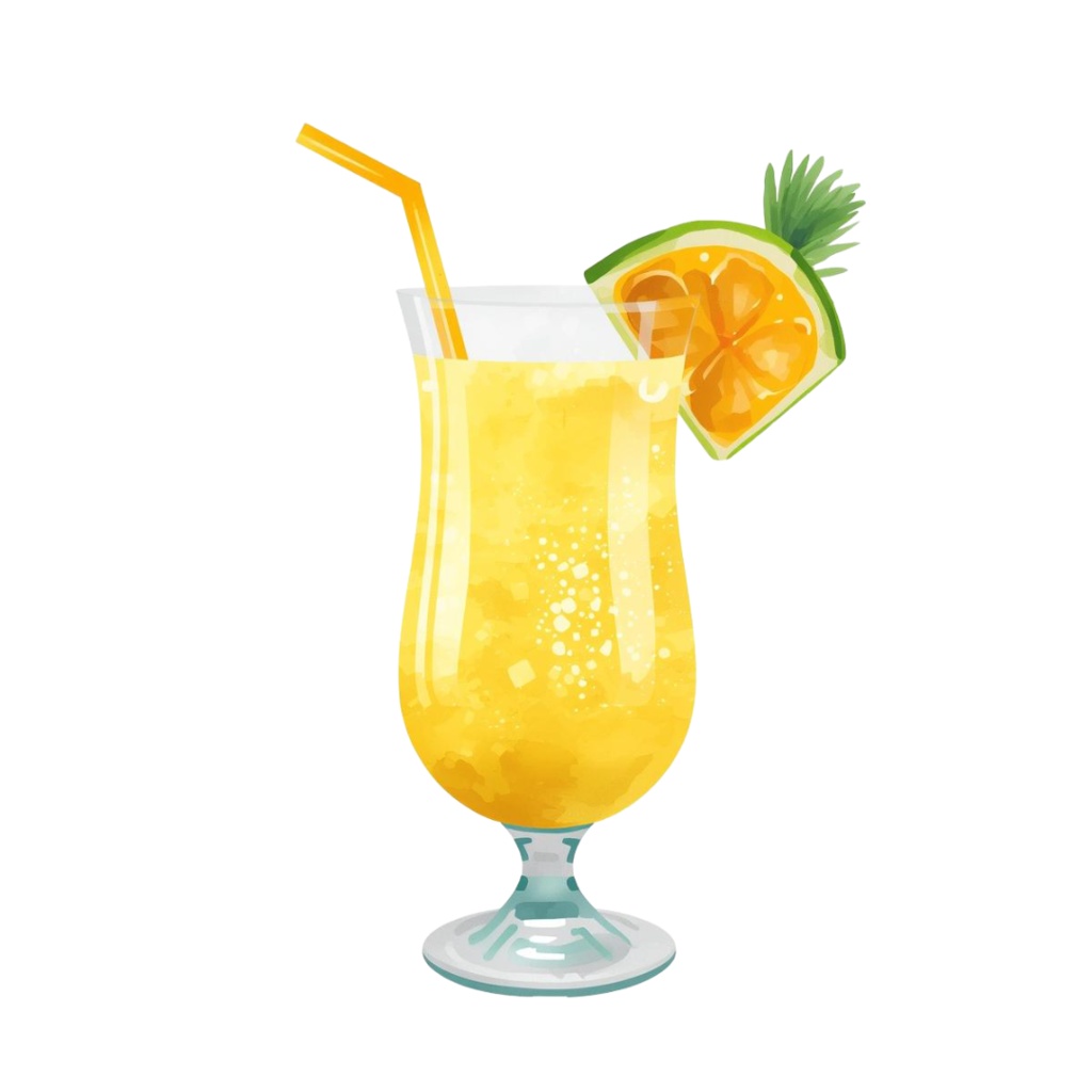 黄色い水彩旅行シリーズ クリップアートセット(PNG形式/背景透過)