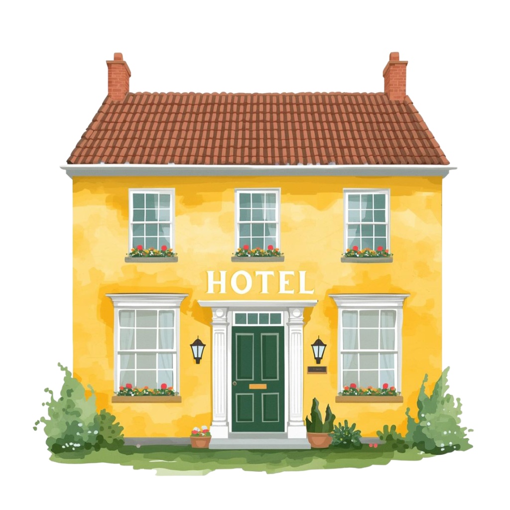 黄色い水彩旅行シリーズ クリップアートセット(PNG形式/背景透過)