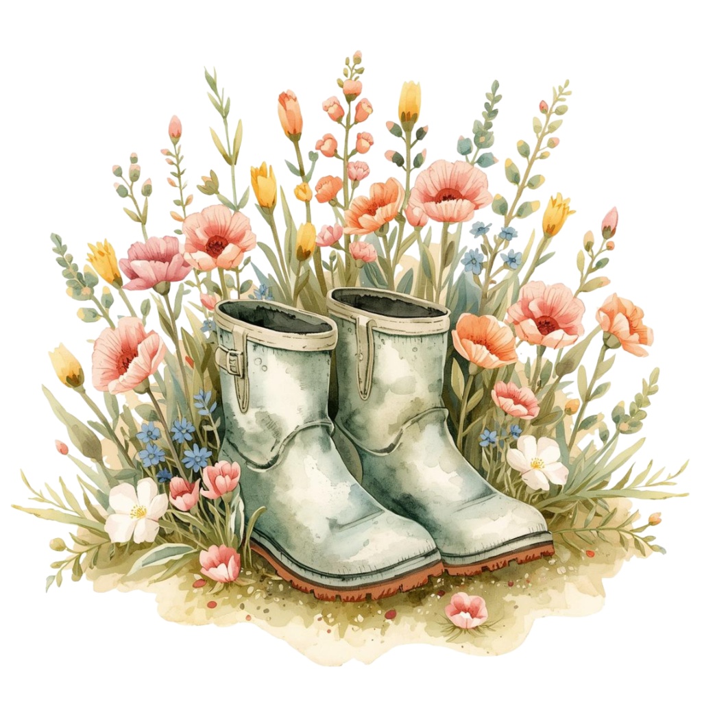 春の水彩リース クリップアートセット(10点)