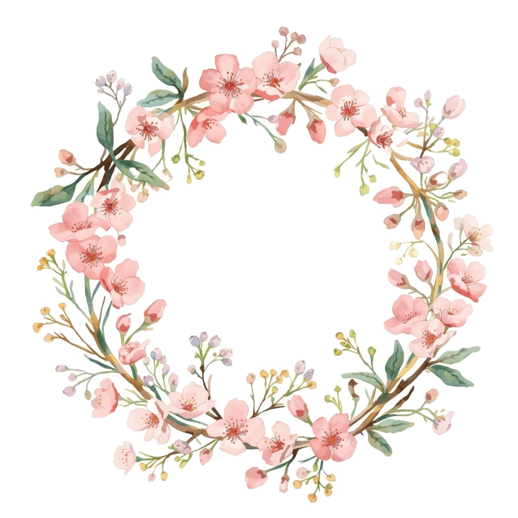 春の水彩リース クリップアートセット(10点)