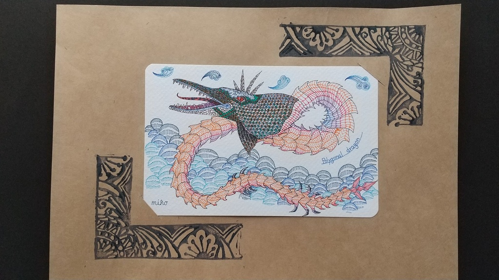 Polygonal  ドラゴン・カラーペン画