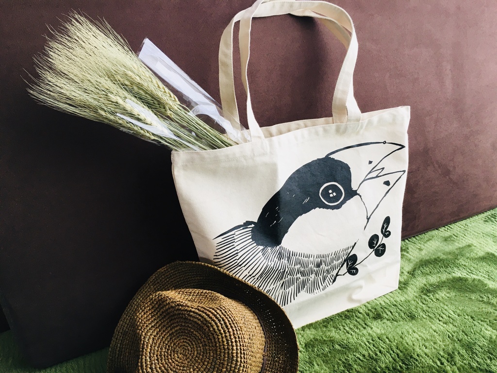 文鳥の大きなトートバッグ 文鳥こめて Booth