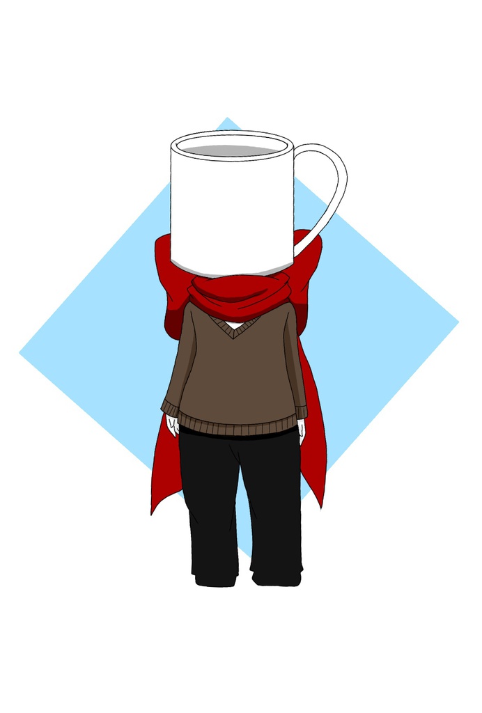 白いマグカップの異形頭のシロンのポストカード